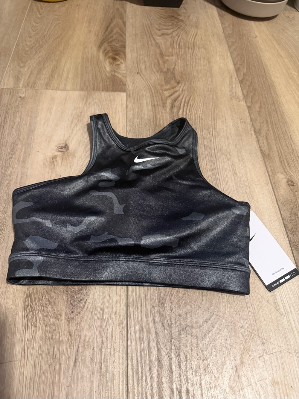 Nike Black Sports Bra with White Swoosh Accent